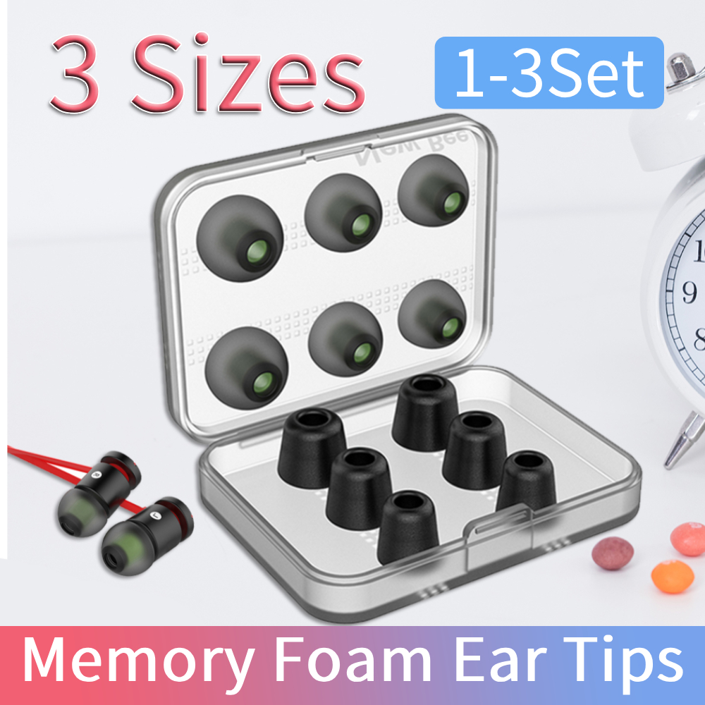 Earphone Foam Tip - 1-3セットのメモリーフォームイヤーチップ（ケース付き）、ノイズアイソレーションイヤーパッド、クッションイヤーチップ、インイヤーヘッドホンアクセサリー用
