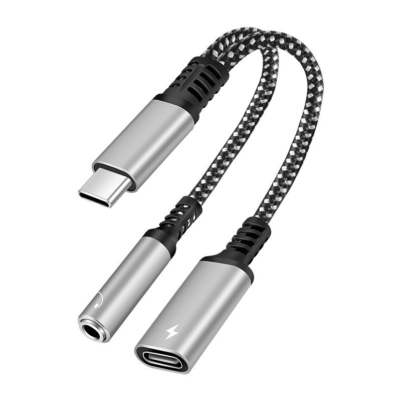 USB Cスプリッター付き急速充電ケーブル,オーディオアダプ - Earphone Splitter Jack のレビューと価格