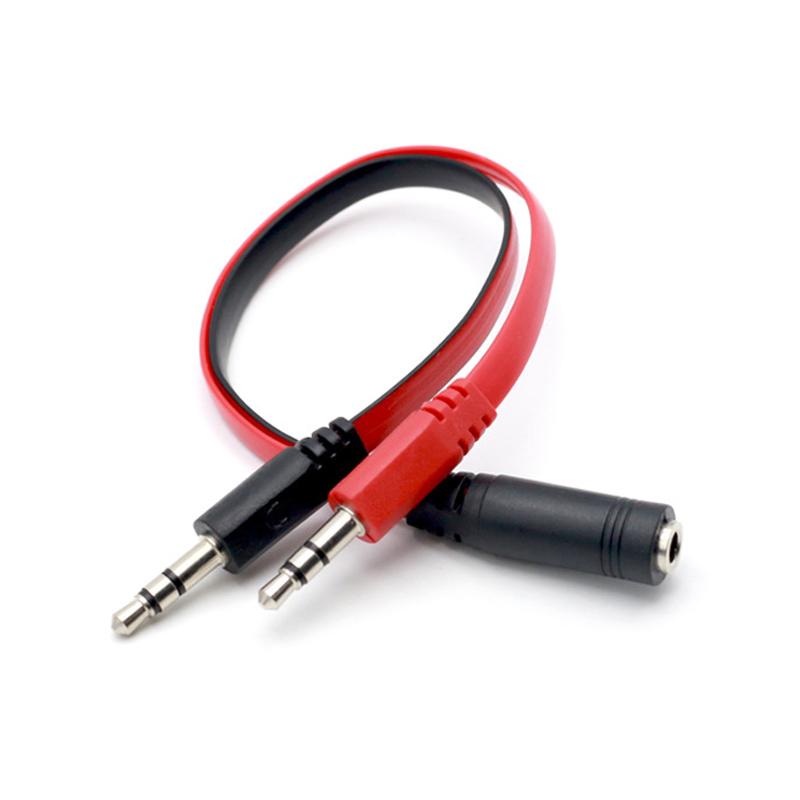3.5mm 1メス-2オス AUXオーディオケーブル マイク - Earphone Splitter Jack のレビューと価格